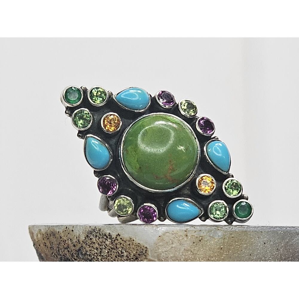 Nicky Butler Limited Edition Sterling & Multi-gemstone Statement Ring Size 10 - Picture 3 of 11